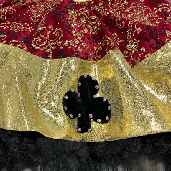 Custom Red & Gold Sparkle Two Piece Card Detail Costume - Picture 7 of 8